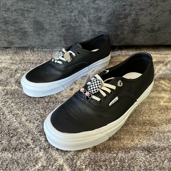 Vans Shoes - NWT Vans Era Black Pleather Sneakers With Checkered Bling Studs Rare